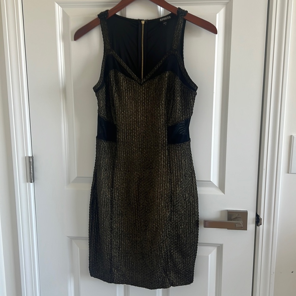 Sexy black net and gold express dress